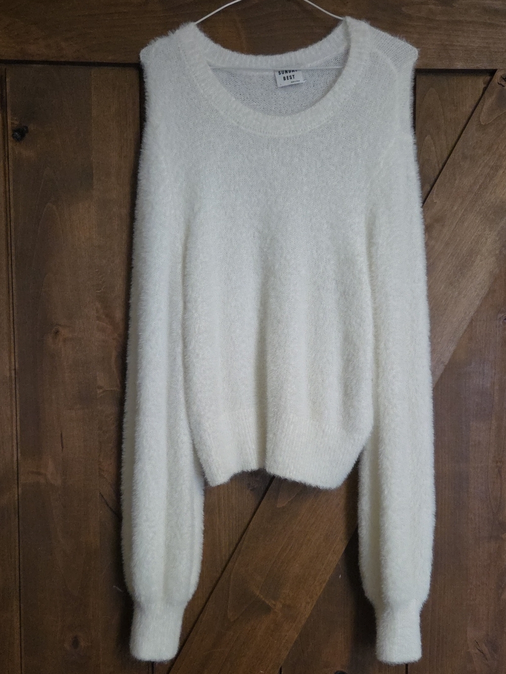 Sunday Best Ivory Fuzzy Crewneck Sweater